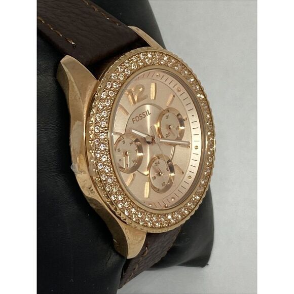 Fossil Stella ES3590 Women's Brown Leather Rose Analog Dial Quartz Watch NO119 - Picture 5 of 12